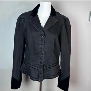 Ralph Lauren Black Victorian/Western Denim & Velvet Jacket Sz. Lg